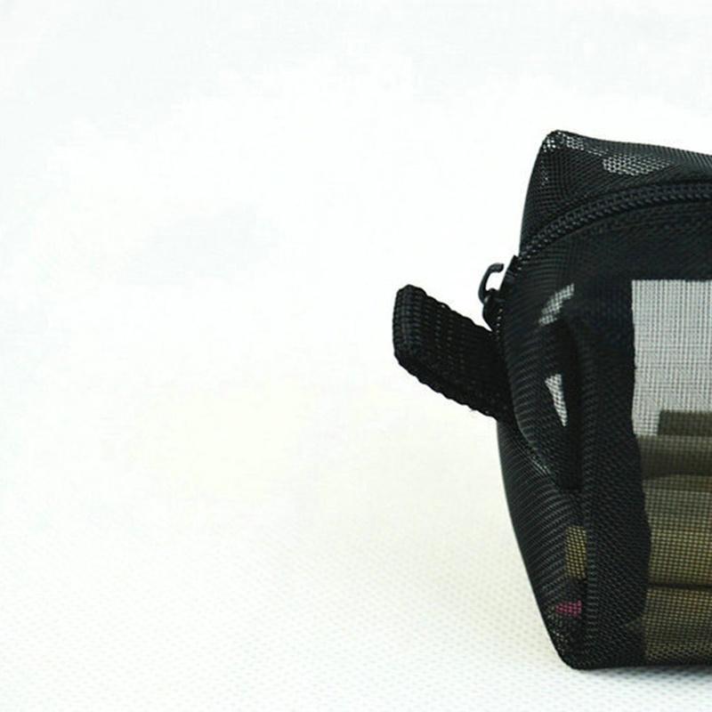 Ylon Mesh Pencil Pen Holder Case Bag Black for Students