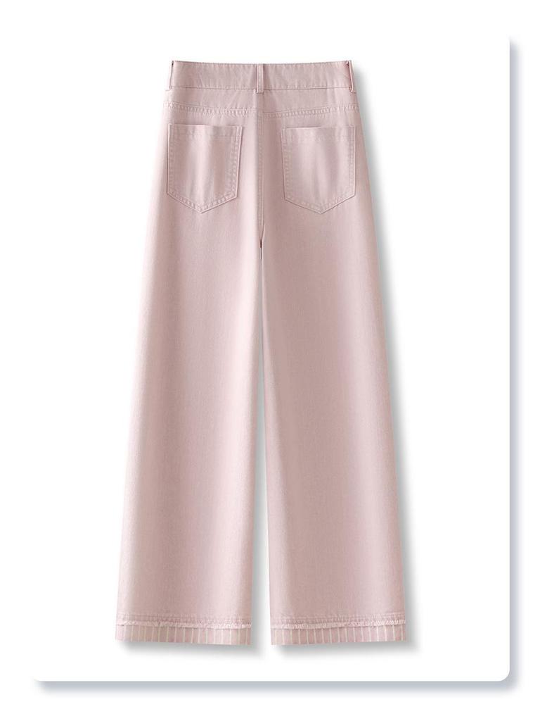 Light Green Women's Wide-Leg Jeans - 2025 Spring/Autumn Relaxed Nine-Point Fit