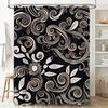 Luxury White Black Floral Print Shower Curtain Set Bathroom Decor Waterproof Hanging Rod Kits for Home Use Modern Design Shabby