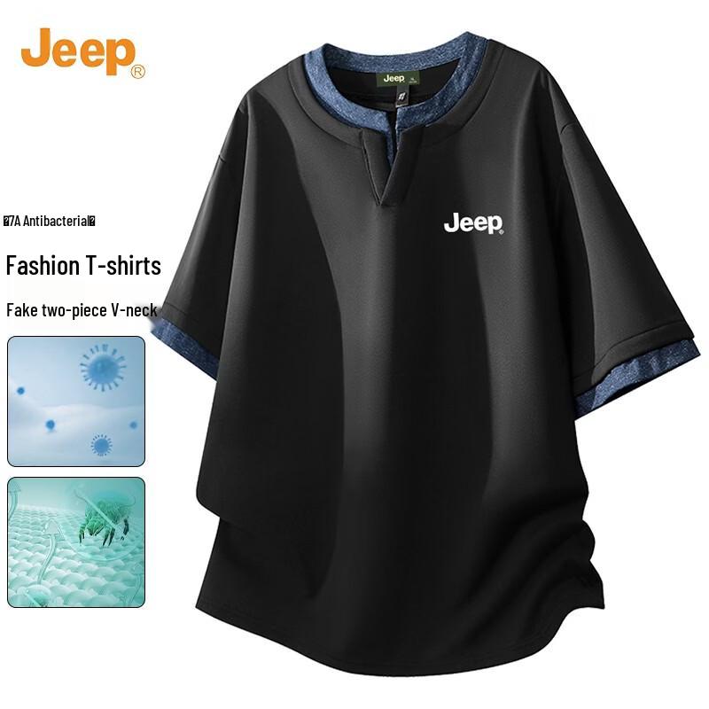 JEEP Men s Faux Two-Piece Short Sleeve T-Shirt M