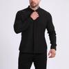 Henry Tenue Mode Homme Business Casual Homme Élégant Manches Longues Chemise à Col Montant Cardigan Tunique