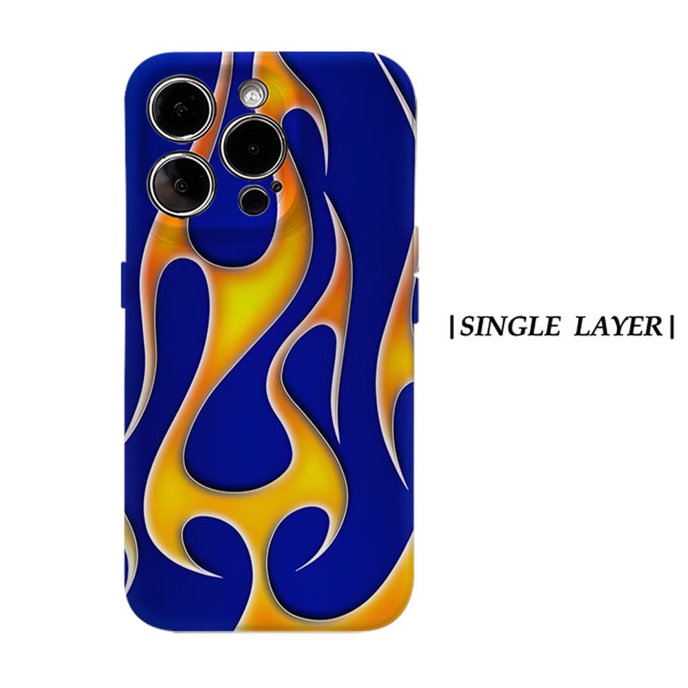 

Retro Blue Flame Phone Case for IPhone 17AIR 16E 16 15 14 13 12 11 17 Pro Max Plus Double-layer Back Cover IPHONE17PROMAX