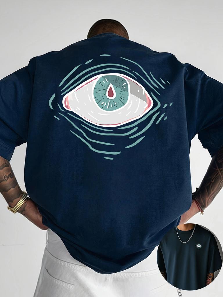 2026 Summer New Style Unisexs Pure Cotton TShirt Street Casual Fashion Soft and Comfortable Simple Eye Pattern Print