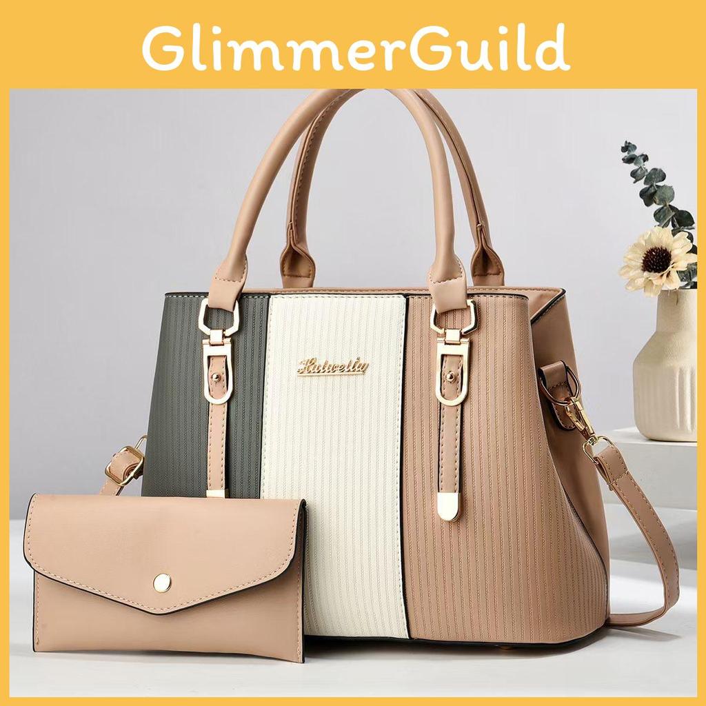 Medium Size Stylish Mother And Child Bag With Eyecatching Striped Color Block For Fashion Everyday