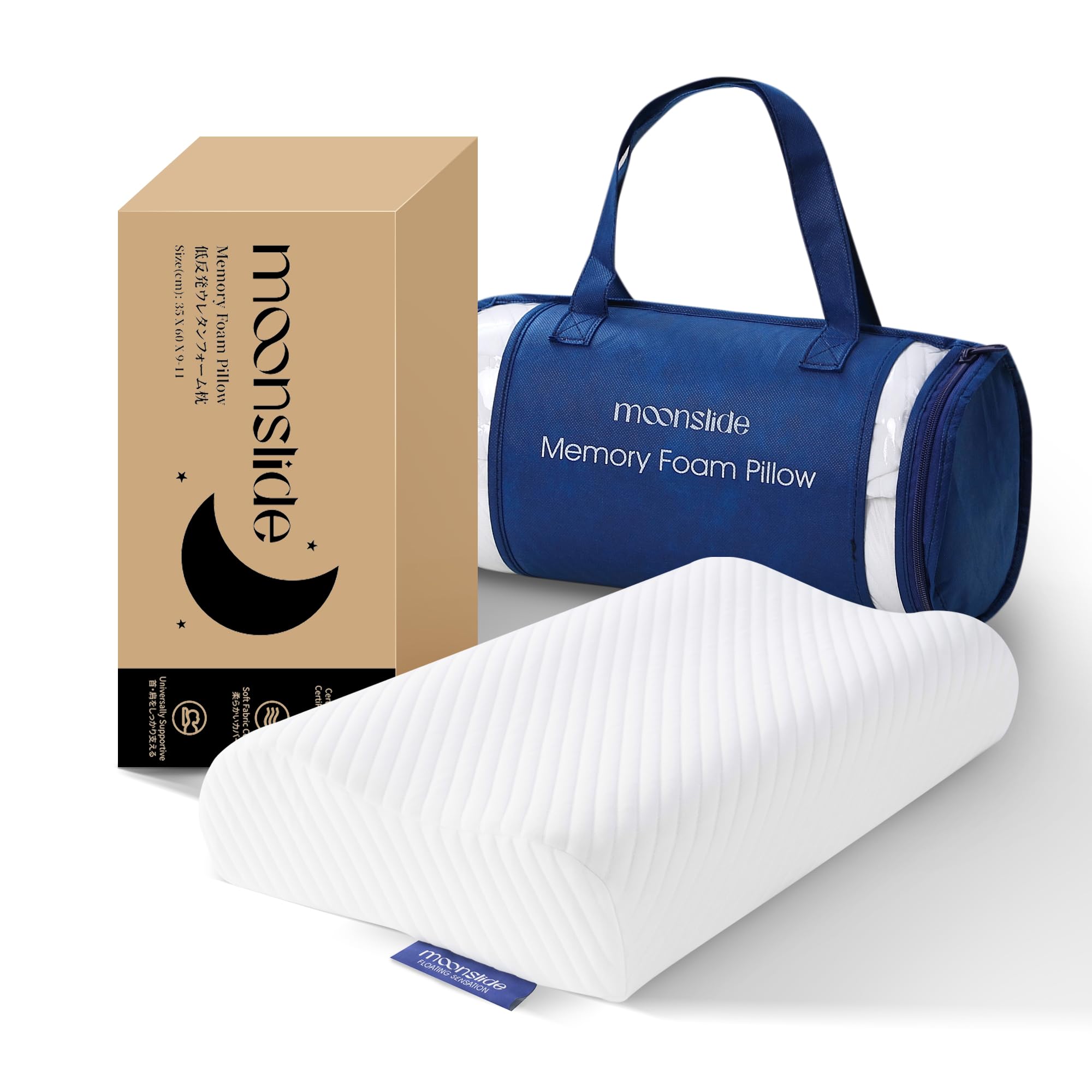 

High-quality memory foam pillow for a restful sleep. Ergonomically designed for side sleepers, breathable, washable cover, comfortable and soft to