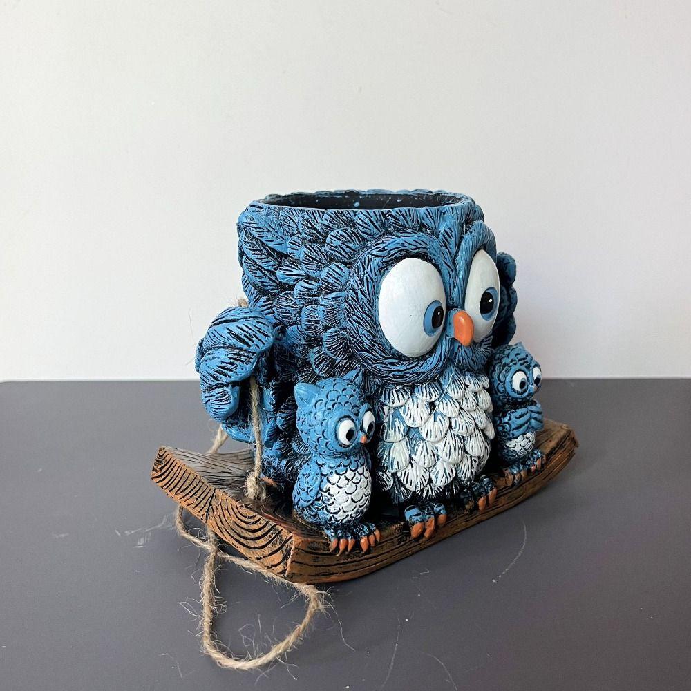 Hanging Owl Statue Planter Cute Flower Pot Creative Animal Plant Pot Desktop