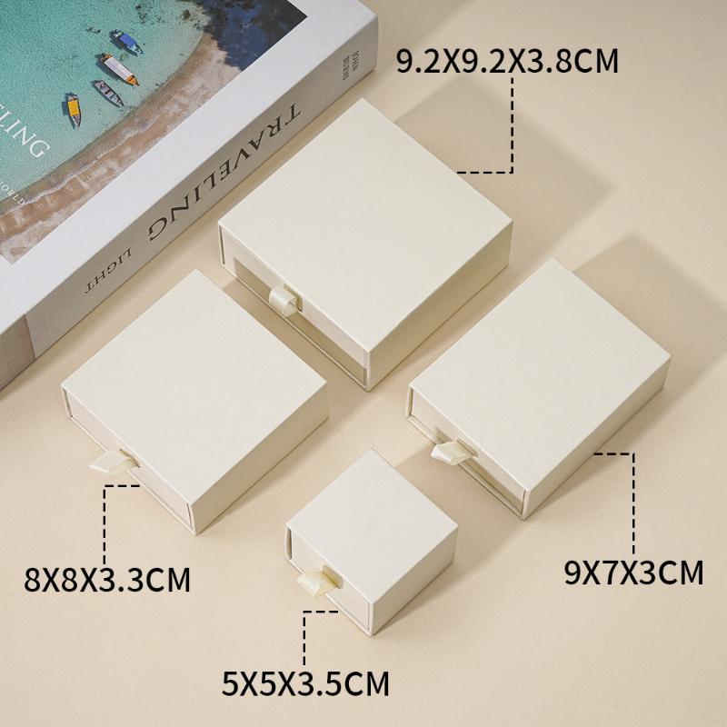 Necklaces Earrings Ring Drawer Boxes Small Travel Jewelry Gift Display Packaging Box Outer Paper Inner Velvet