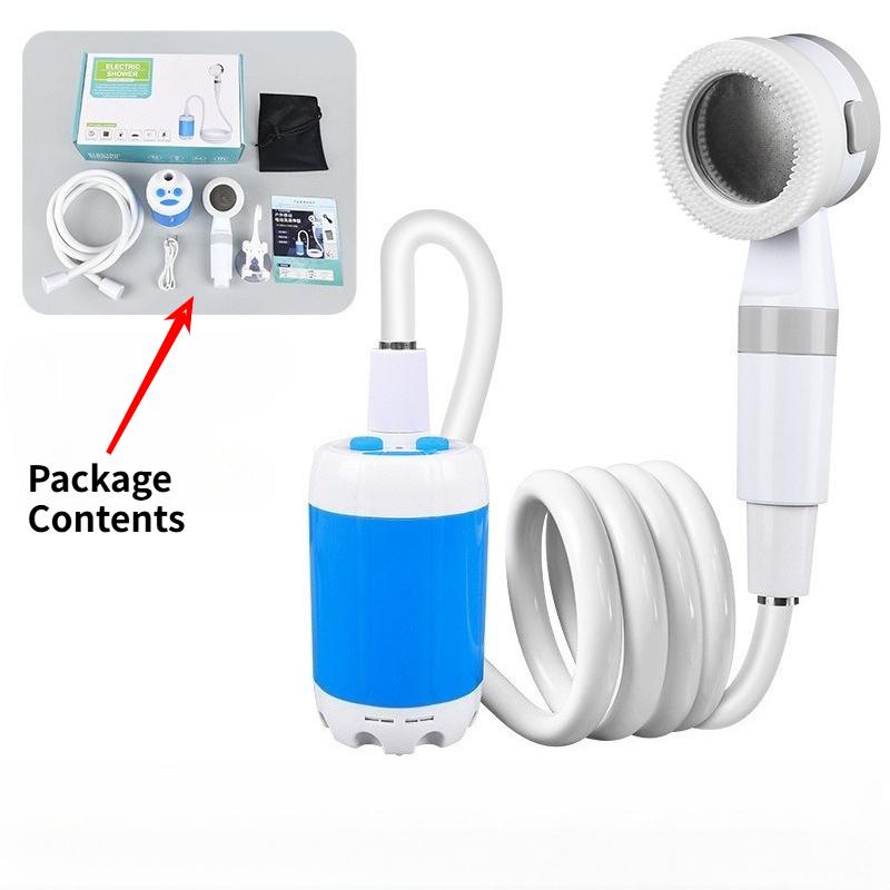 Portable Camping Shower Pump USB Rechargeable Outdoor Camp Hiking Car Washing RV Traveling Electric Shower Head Sprayer Pump