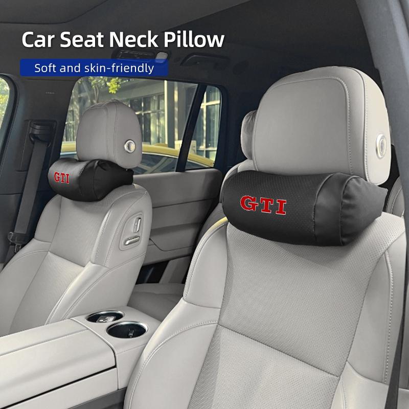 Car Seat Headrest Leather Head Support Protector Cushion For VW GTI Golf Polo Passat Scirocco Tiguan Jetta T-ROC Touareg Touran HFE2
