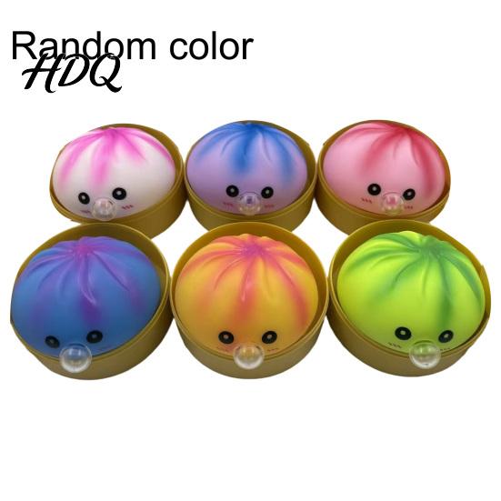 Anxiety Relief Toy Bubble Blowing Dumpling Squeeze with Steamer Box Soft Steamed Stress Gadget Bun Sensory Decompression Dough Ball Fidget