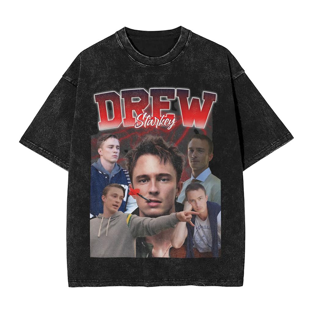 Drew Starkey Washed T Shirt Streetwear Hip Hop Vintage TShirt Tees Tops Unisex Women Cotton Streetwear