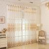1pc European Style Rhombus Embroidery Sheer Curtains, Modern Geometric Translucent Embroidered Window Sheers