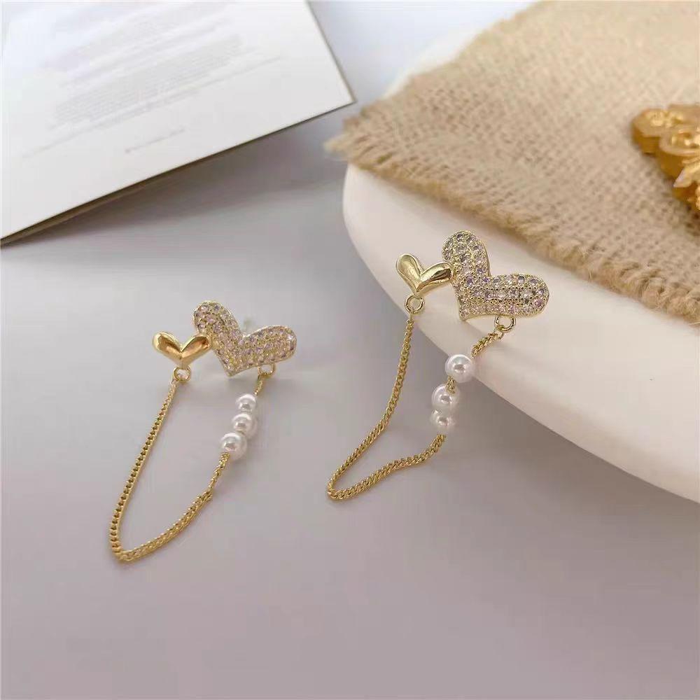 Silver Needle Elegant Diamond-encrusted Long Fringed Earrings Niche Temperament Versatile Earrings Simple Light Luxury High-end Earrings Women