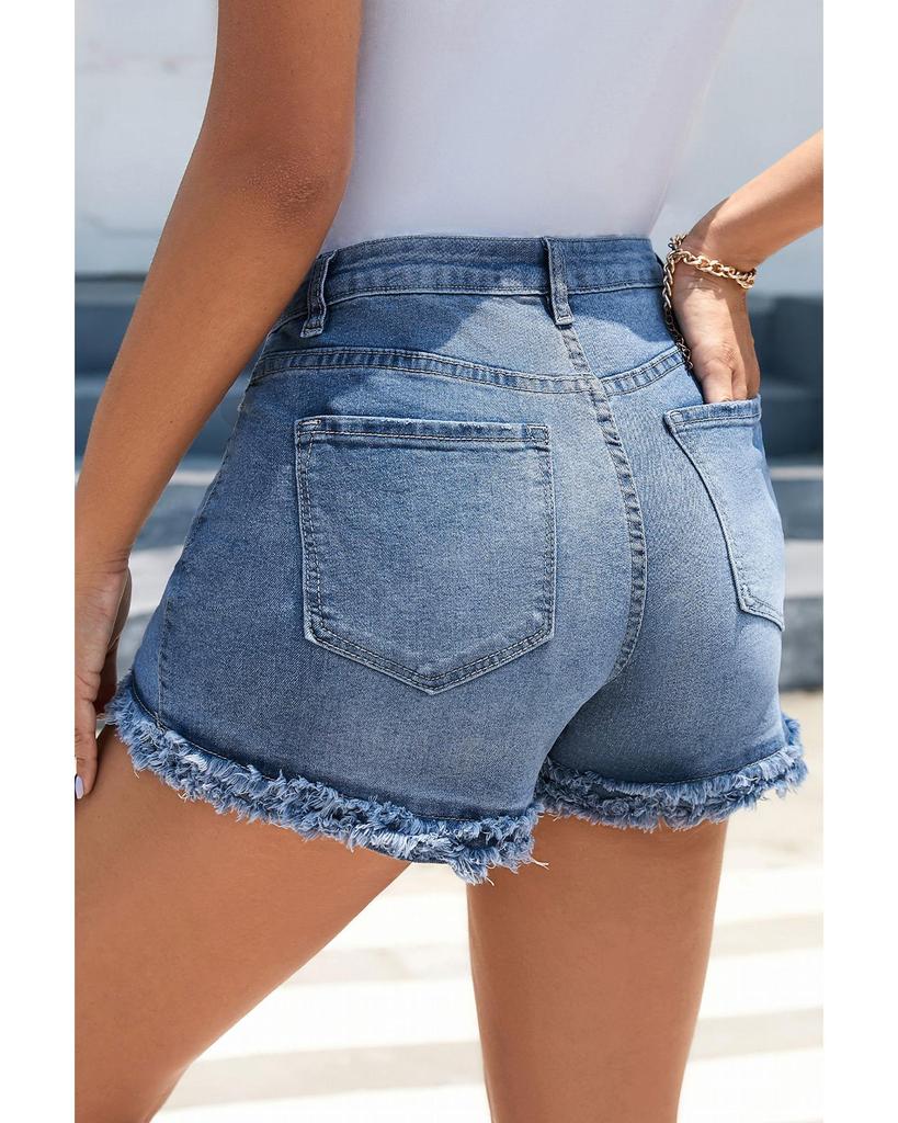 Azura Exchange High Waist Raw Hem Denim Shorts