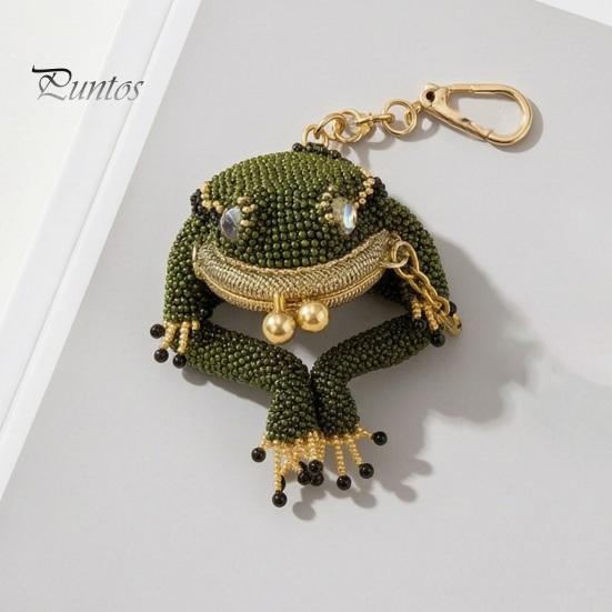 Cute Animal Shape Keychain Frog Coin Purse DIY Kit, Beaded Toad Craft Kiss Lock Mini Wallet Pouch, Handmade for Women Girls Handcrafted Kit