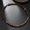 Men'S Layered Wood Walnut Bead Necklace European American Style Hiphop Vintage Long Chain Stackable Bohemian Accessories