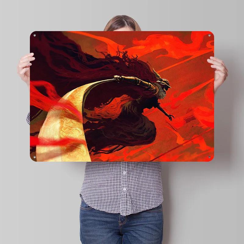 Scarlet Death D Texture Metal Poster Customized Wall Art Tin Sign Gift for Mancave Article Decoration Gaming Home Decor Room