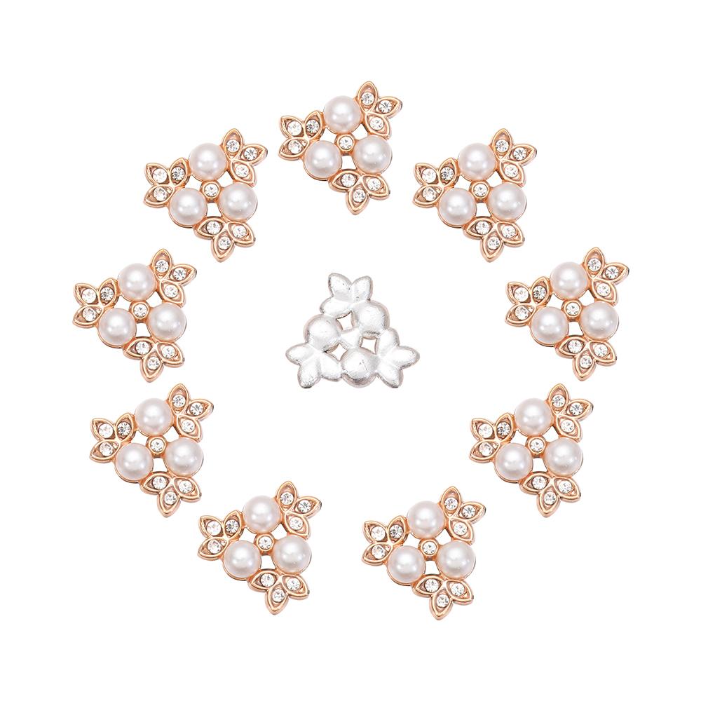 10PCS Pearl Flower Rhinestone Buttons For Hair Pins Clothing Decoration Vintage Buttons DIY Crafts Apparel Sewing Accessories
