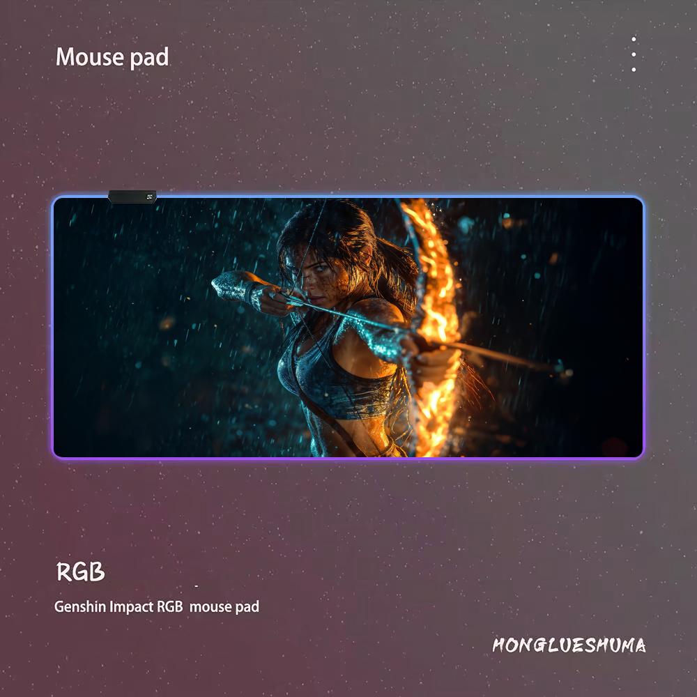 

Game L-lara Croft Mouse Pad RGB Gaming Mouse Pad Desk Mat HD Gamer Large LED Light XXL MousePads RGB600x300x3mm