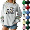 Women's Fashion Casual Long-sleeved Loose Christmas Printed Round Neck Pullover Hoodie Sweatshirt