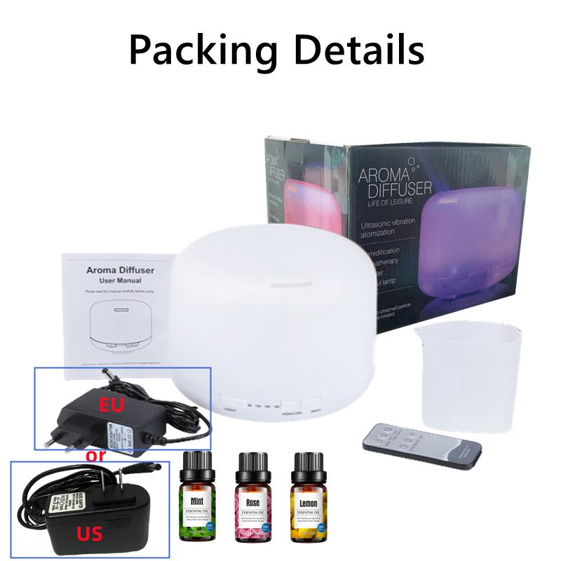 

Aroma Diffuser 3pcs Essential Oil, Air Humidifier with Colorful Night Light and Remote Control for Bedroom Office Yoga Room US белый