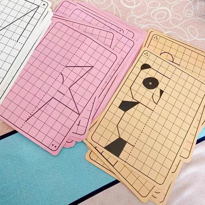 20/Patterns Kids Montessori Educational Game Symmetrical Drawing Toys Kids Pen Control Training Set Kids Reusable Painting Cards