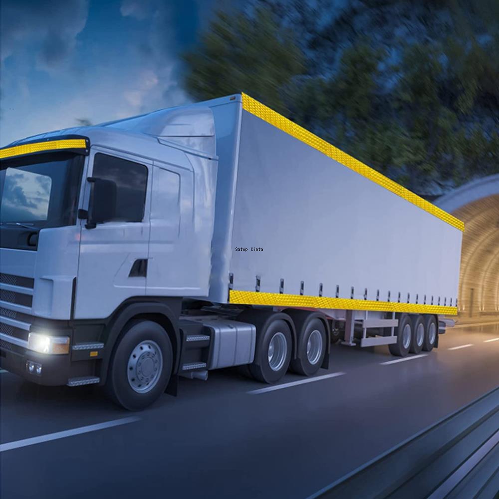 20cm*5m Car Reflective Tape Sticker Safety Mark Auto Styling Self- Adhesive Warning Yellow Reflector Film For Truck Vehicle Bike