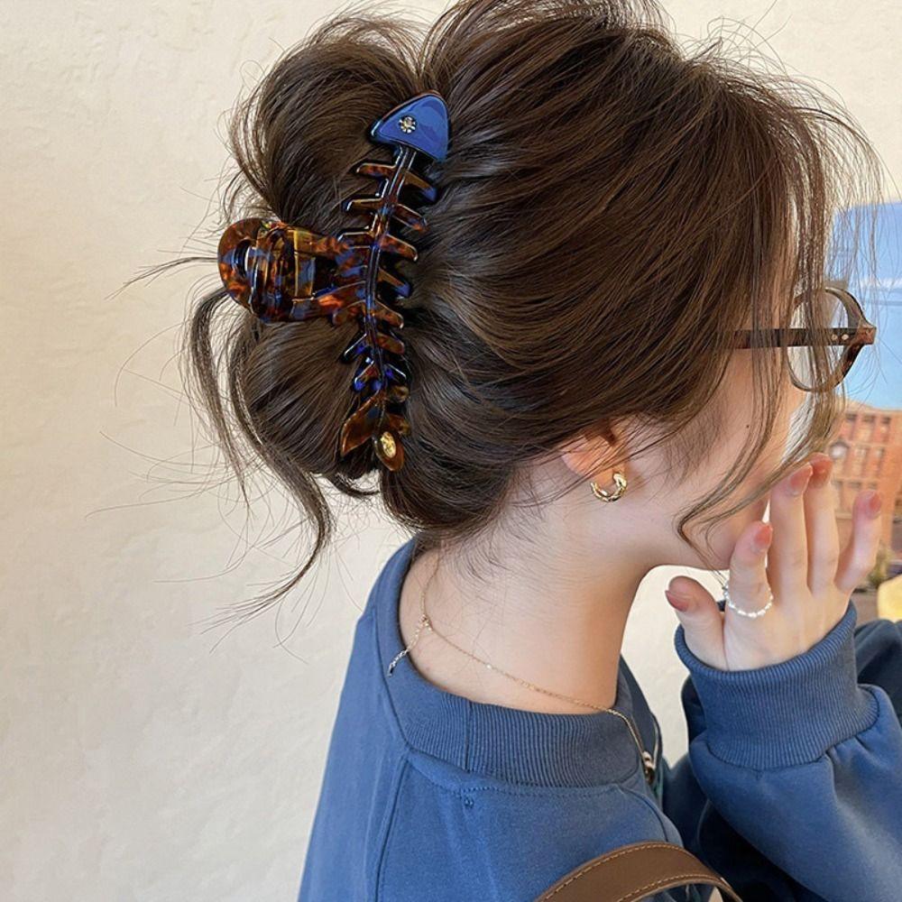 Large Animals Hair Clip Hairpin Fish Grab Clip Cute Fish Bone Shaped Hair Claw  Female