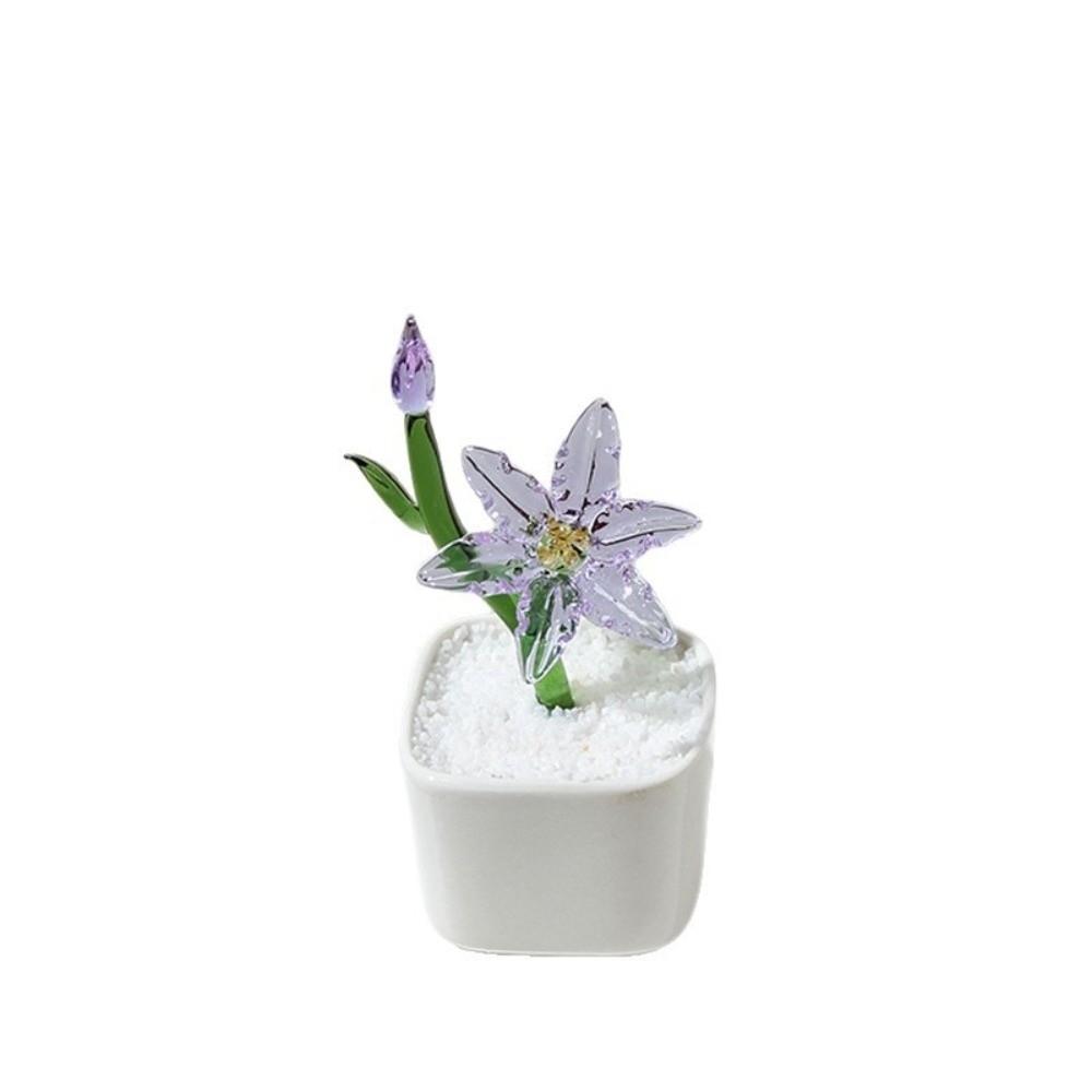 With Flowerpot Glass Flower Bouquet Mini Glass Flower Decor  Wedding Decoration