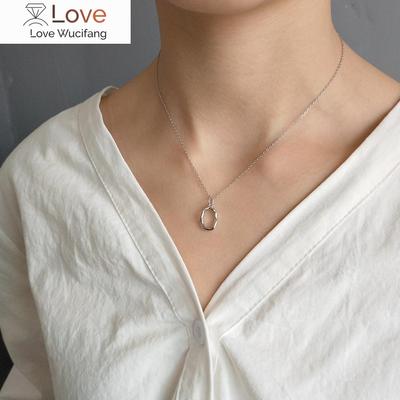 Anenjery Tempérament Simple Personnalité Collier Pendentif Carré Polyvalent Collier Design Irrégulier