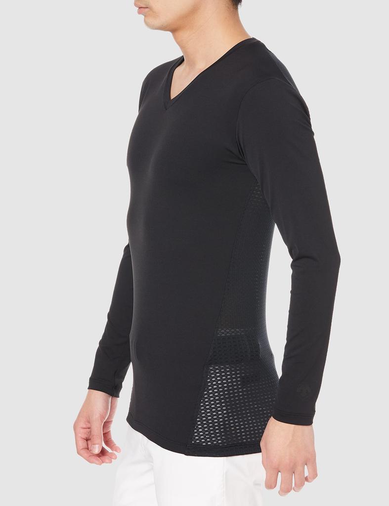 Descente Golf Golf UV BK00 Men's Undershirt, DGMTJM01, Moisture-Wicking, Quick-Drying, Protection, Stretch, Breathable, Black, (XO)