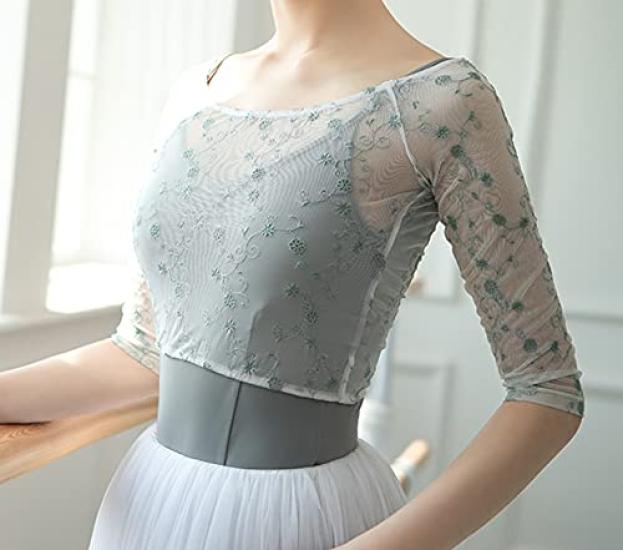 ProDance Embroidered Ballet PT005M Top, (XXL, Mint)