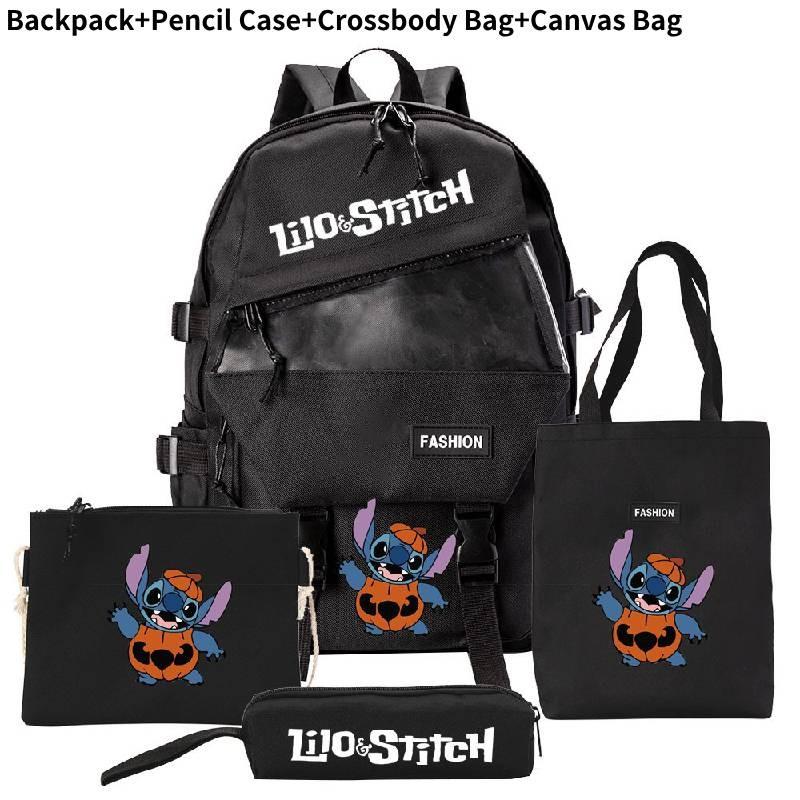 Stylish And Versatile Stitch Backpack Set With Four Unique Pieces For Students