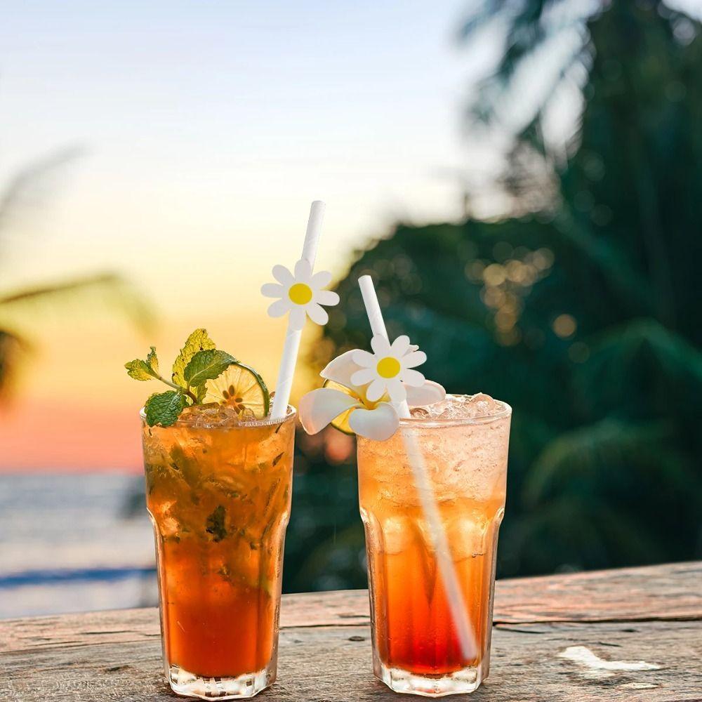 20pcs Degradable Daisy Straws Eco Friendly Drinking Straw Disposable Straws Baby Shower