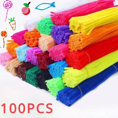 100pcs Chenille Stems Toys DIY Strips Twist Bar Anvil Wire Craft Pipe Creative Hobby Children Plush Stick Chenille Sticks New