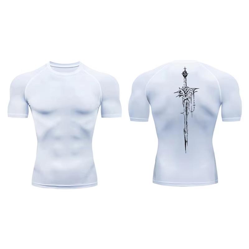 Men's Compression Shirt Graphic Print Quick Dry Gym Running Fitness Baselayer Workout Top