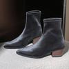 Aphixta Classic Ladies Stretch Boots Pointed Toe Wood Heels Concise Women Ankle Boots Botines Shoes For Woman Boats High Heels