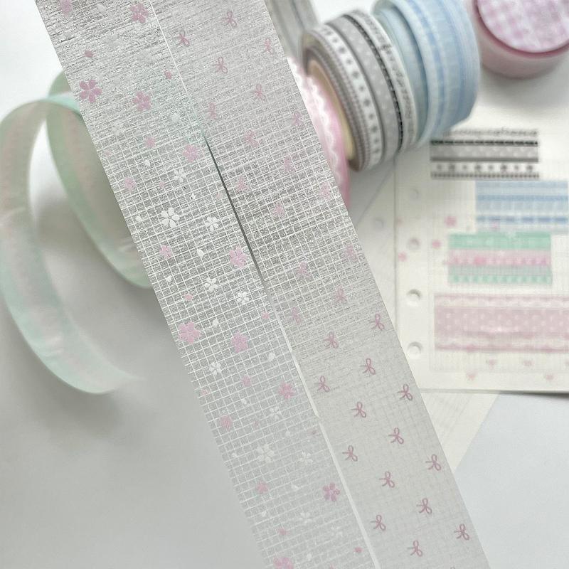 Glitter Scrapbook Background Tape For Journaling Sweet Lace Star Basic Masking Tape Kawaii Decal Kids Gift
