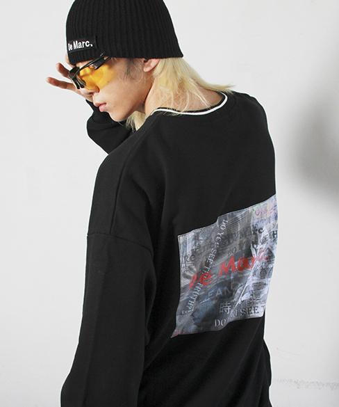 Deumakeu V-Neck Back Graffiti Sweatshirt Black