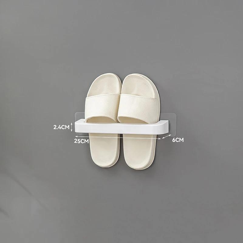 Bathroom Slipper Shelf Punch Free Wall Mount Shoes Hanger Rack Towel Storage Shelf Space Saving Shelves Bathroom Accessories