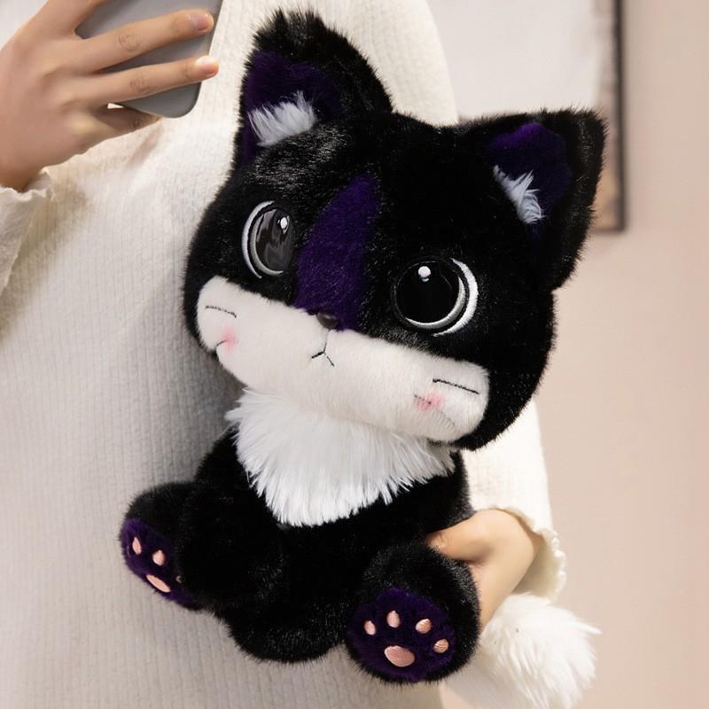 Sittande Husky Plyschleksak Doha Docka Mico Katt Svart Katt Gosedjur Mjuk Söt Kompis Present till Barn Födelsedag