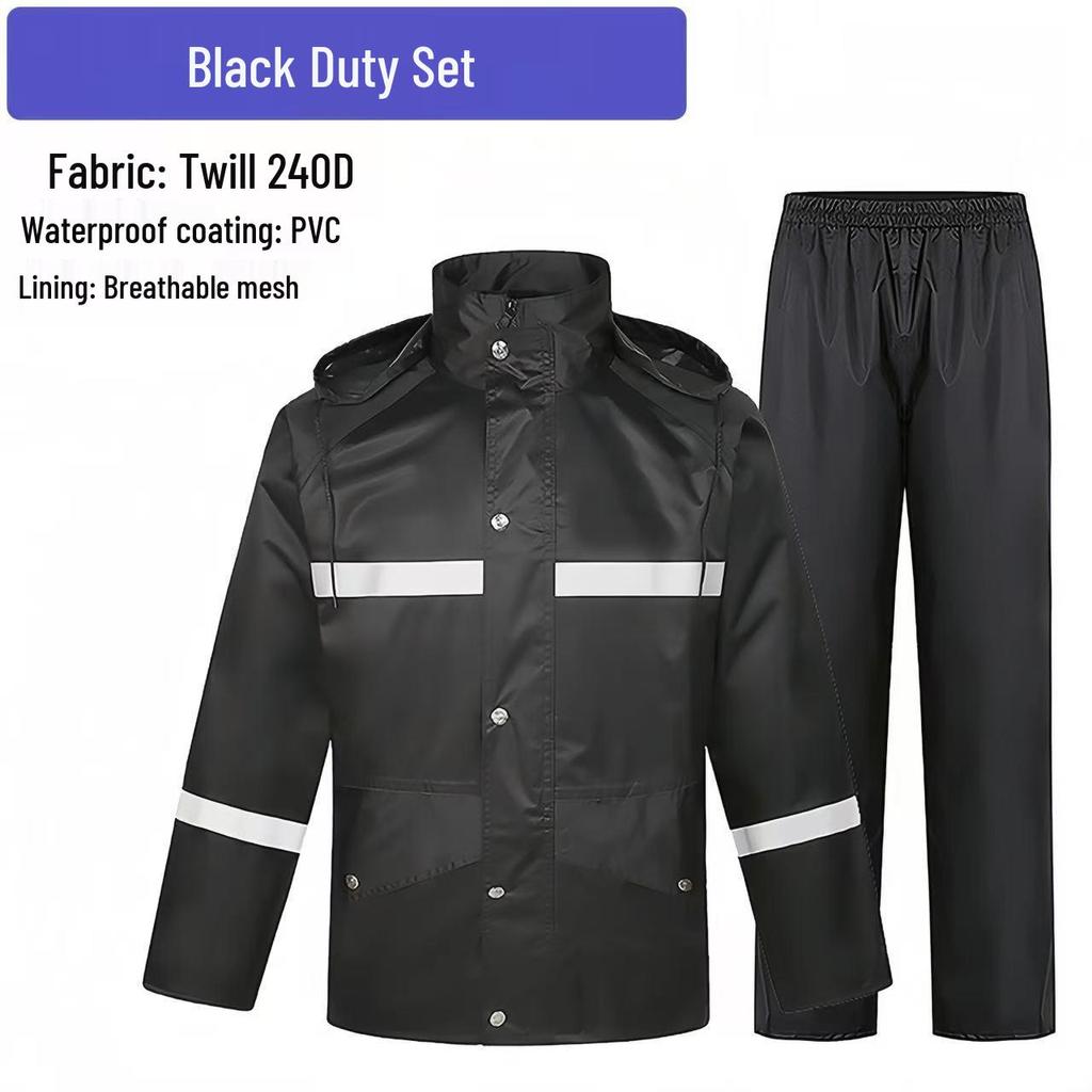 Marineblauer reflektierender Regenmantel und Hose für Herren - Wasserdicht, verdickt, zweiteilig, ideal für Sicherheits- und Sanitätsarbeiter