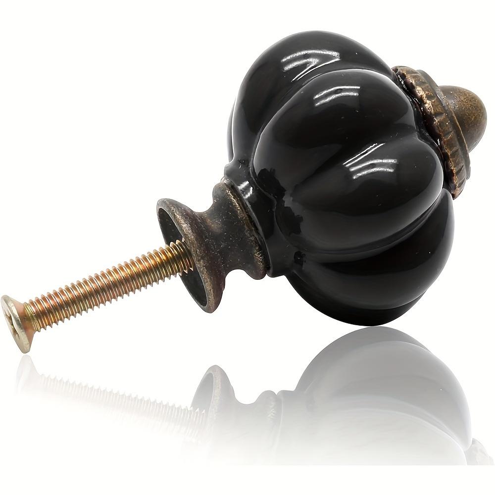 6 or 12 Pcs of Elegant Black Pumpkin Vintage Ceramic Knobs for Cabinets - Complete with Mounting Screws, Ideal for Dresser, Drawer and Door Decor