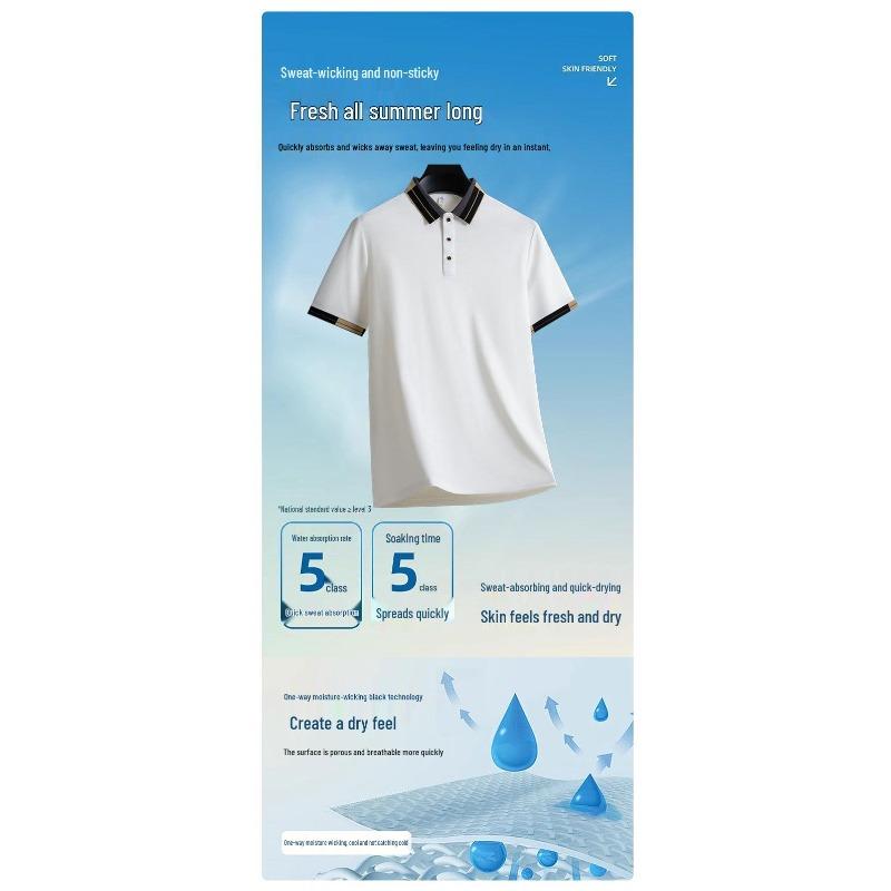 Herren Sommer Kurzarm Poloshirt - Atmungsaktives Colorblock Business Casual T-Shirt mit Umlegekragen