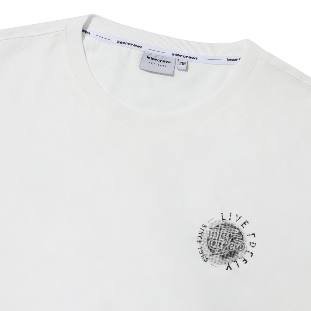 INTERCREW New Logo Halftone Print Long-Sleeve T-Shirt White Itz3Tr01Aoh