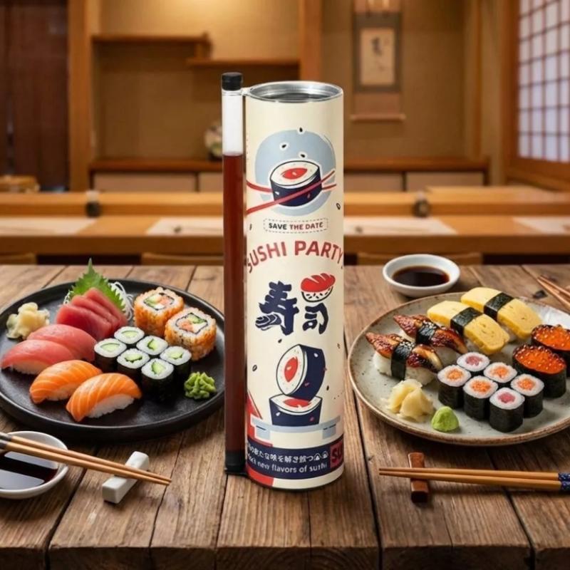 3 PCS Sushi Push Box Food Grade with Sauce Straw for Making Homemade Sushi Bento Lunch Storage
