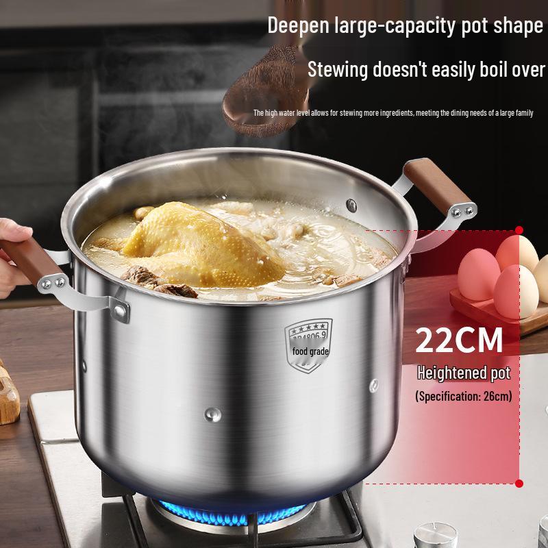316 Stainless Steel Large Capacity Stock Pot for Stewing, Broiling, and Steaming, Food-Grade and Integrated Molding Design.