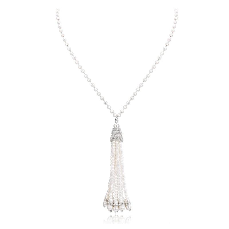 2024 Women's Fashion: Tassel Pearl Necklace & Long Earrings Set