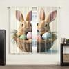 Party Window Curtains Easter Bunny Basket Fabric Without Electricity Festive Holiday Perfect Indoor Curtain Polyester Machine Washable