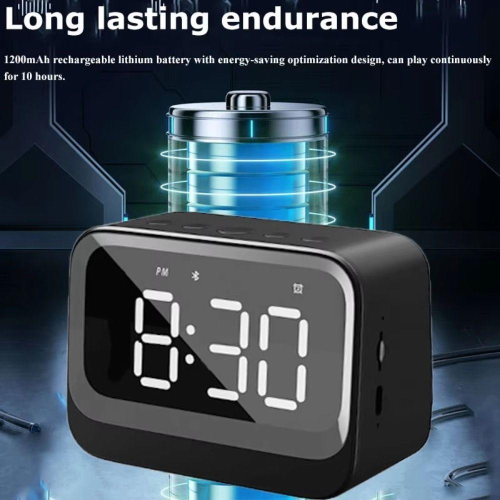 Mini Bluetooth Speaker Digital Display LED Mirror Clock Creative Alarm Clock  Home